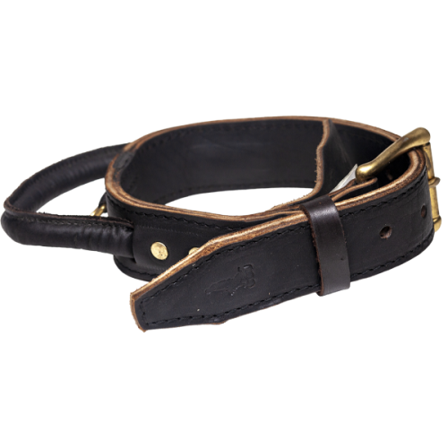 Brown Leather Agitation Collar with Handle