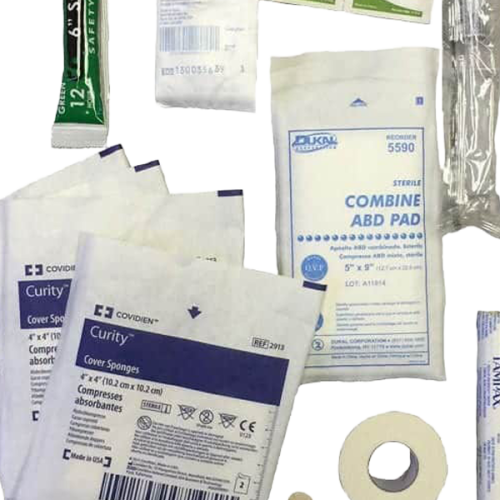 K9 Deployment First aid Kit Refill bandages, tape, tampon, saline flush.