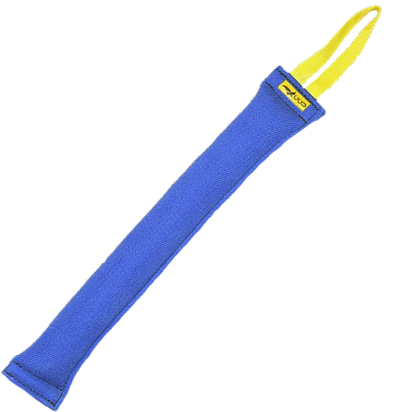 Blue French Linen Large Bite Tug with Yellow Nylon Handle