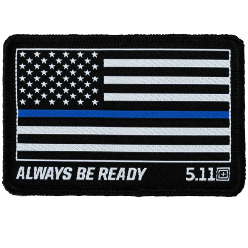 US Flag on black background with thin blue line in the middle