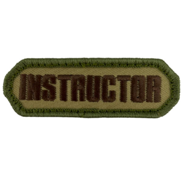 Olive patch with the word "INSTRUCTOR" embroidered on it