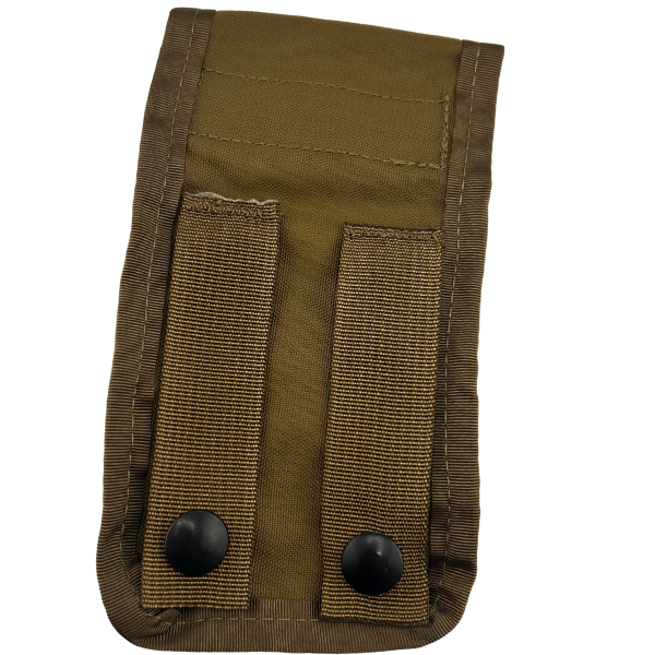 The back of the Molle Reward Pouch in the color coyote.