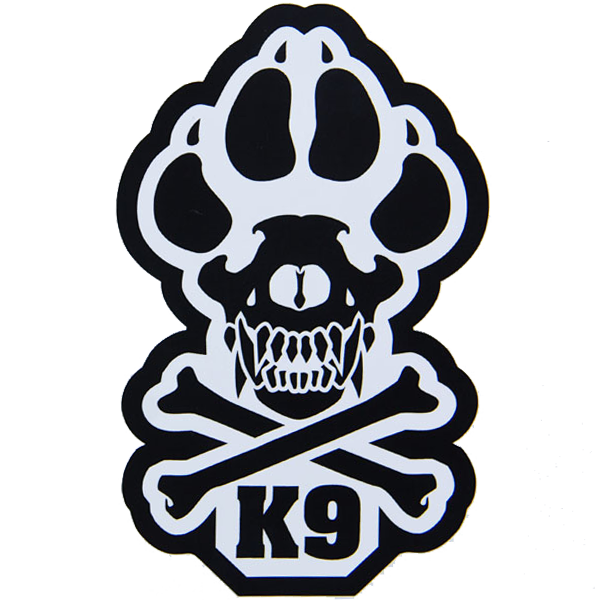 Black and White K9 Decal with crossbones