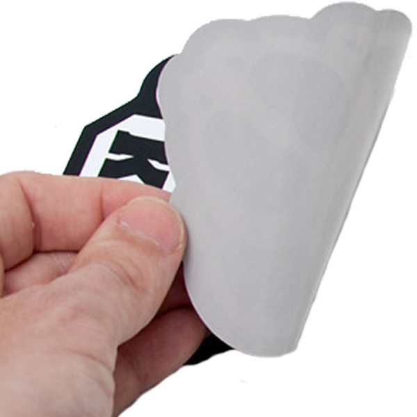 K9 decal being peeled by hand