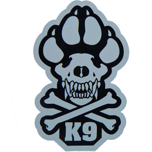 Gray and Black K9 Decal with crossbones