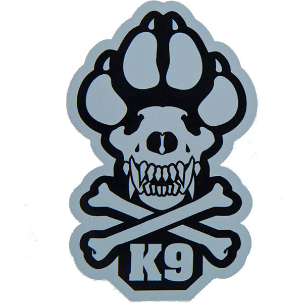 Gray and Black K9 Decal with crossbones