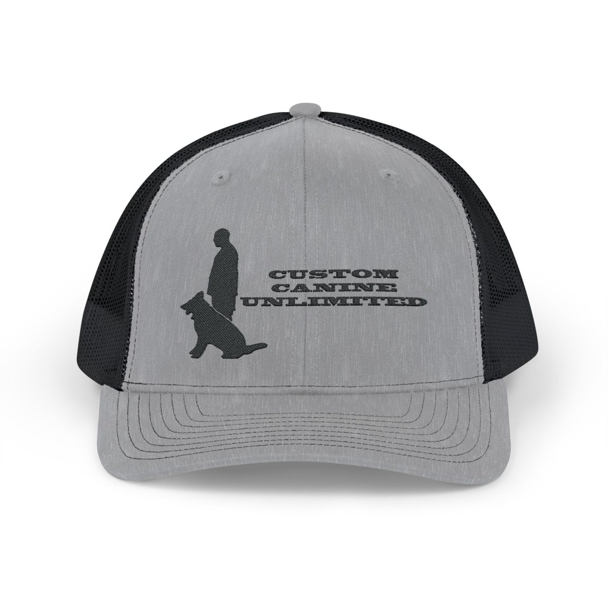 Snapback Trucker Cap with Black Custom Canine Unlimited Logo with Words - Image 29