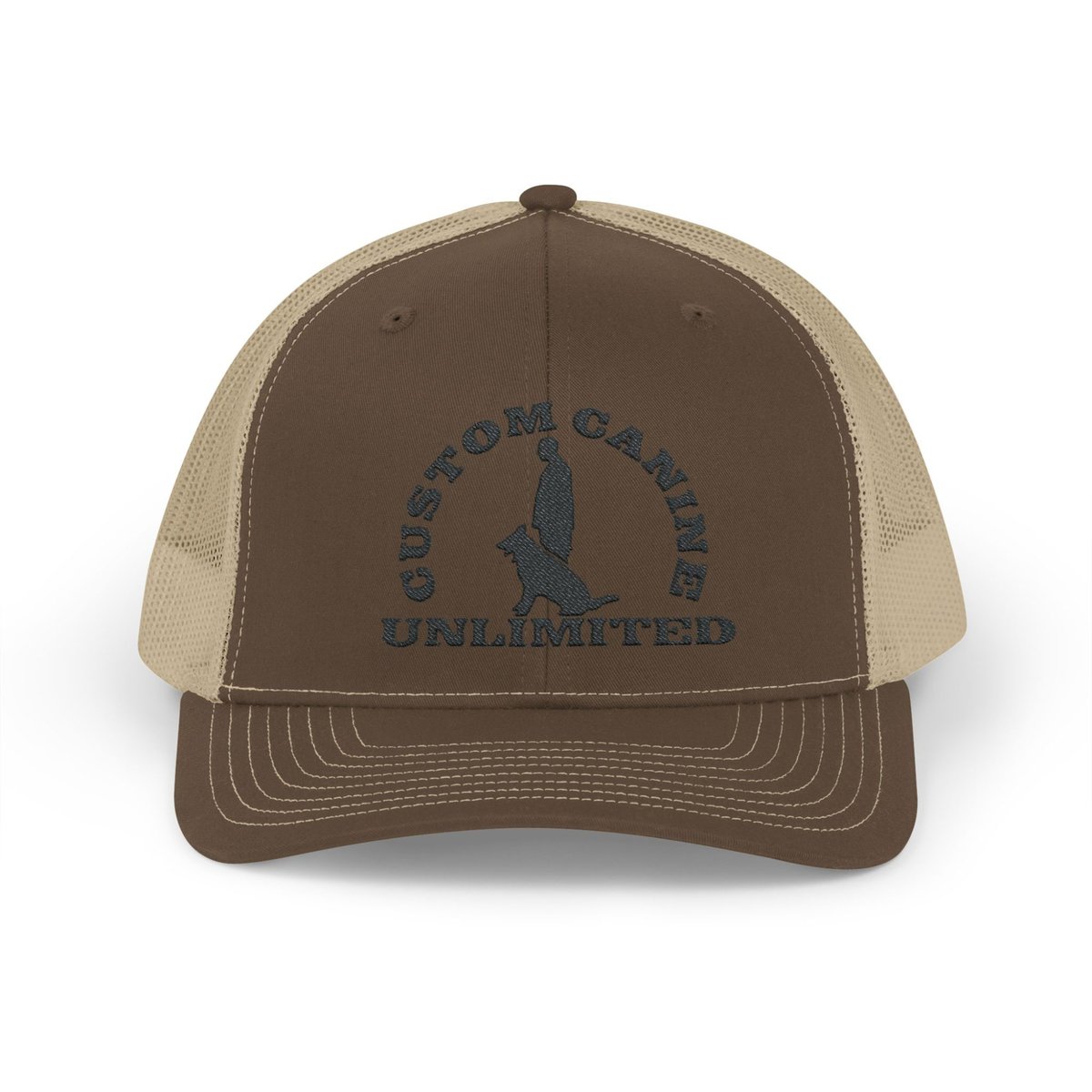 Snapback Trucker Cap with Vintage Black Custom Canine Unlimited Logo - Image 33