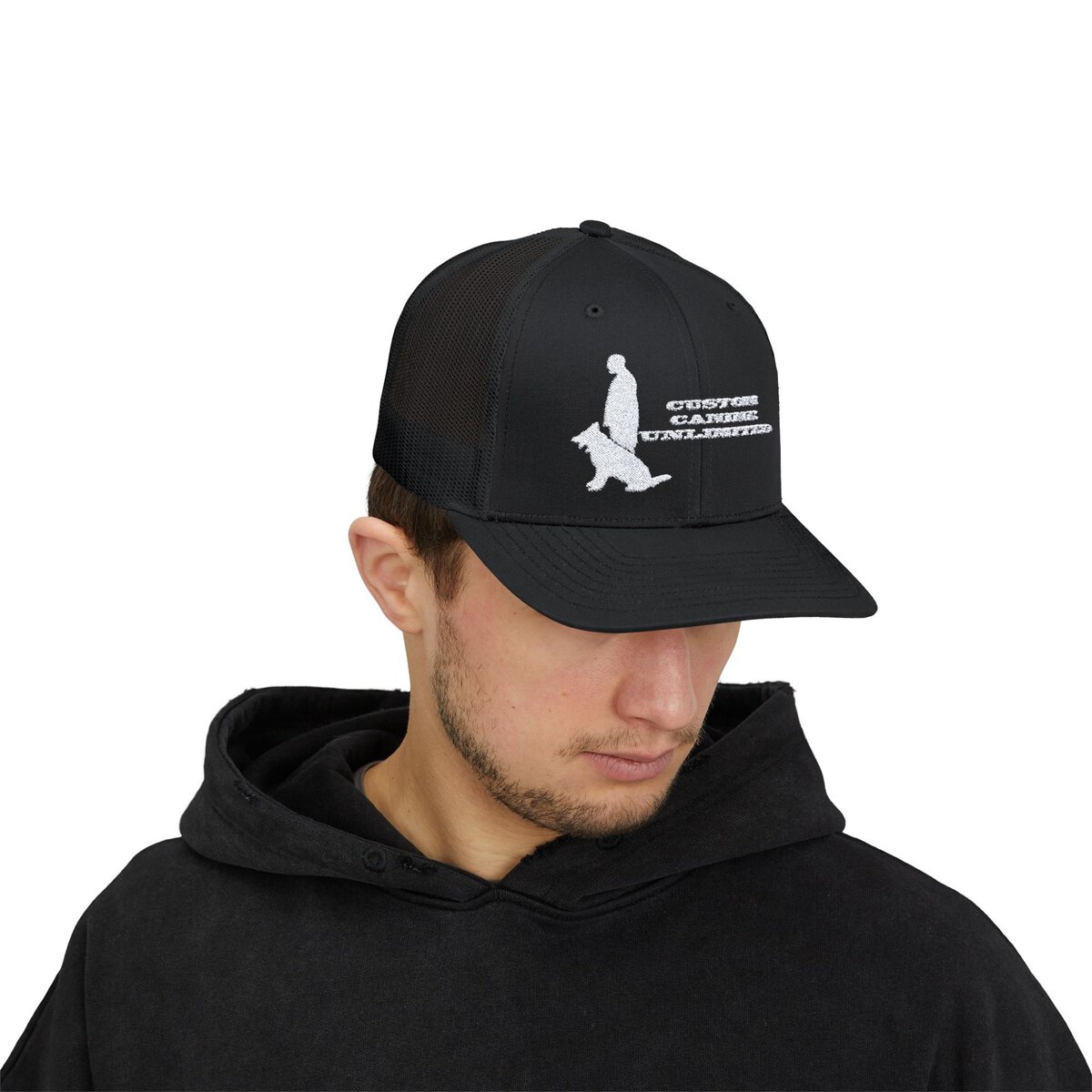 Trucker Cap with White Custom Canine Unlimited Logo with Name - Image 19