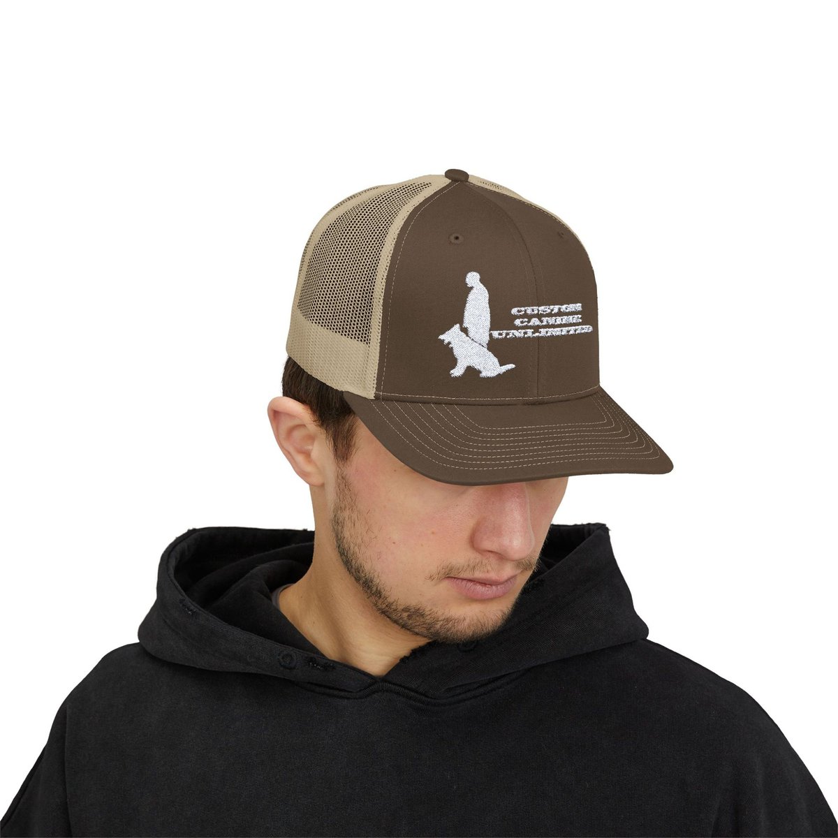 Trucker Cap with White Custom Canine Unlimited Logo with Name - Image 35