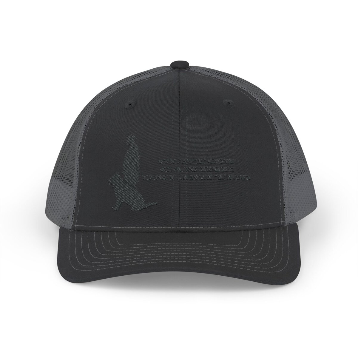 Snapback Trucker Cap with Black Custom Canine Unlimited Logo with Words - Image 17