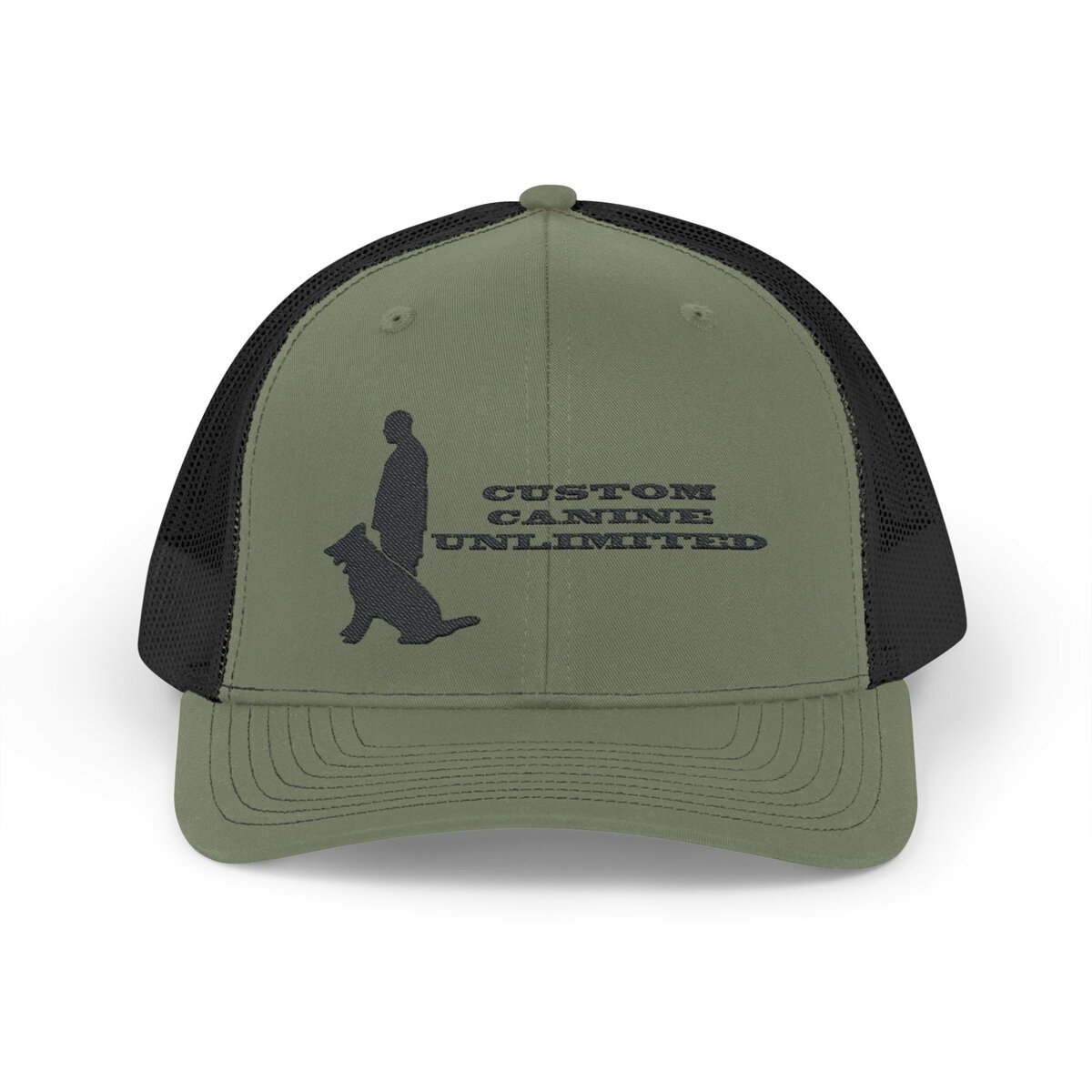Snapback Trucker Cap with Black Custom Canine Unlimited Logo with Words - Image 33