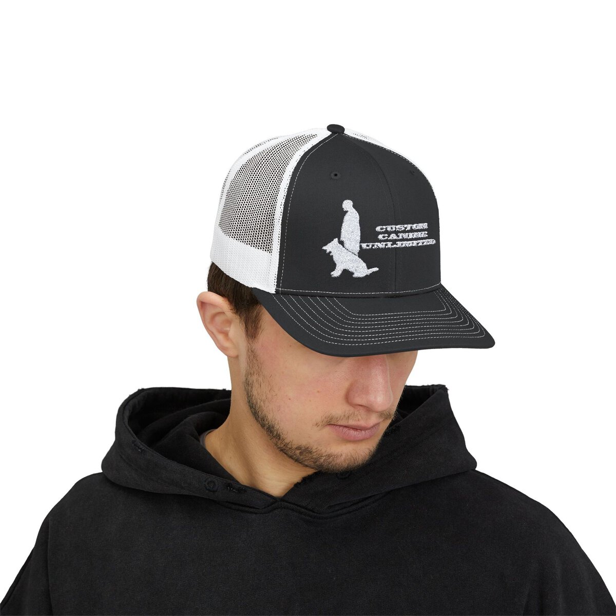 Trucker Cap with White Custom Canine Unlimited Logo with Name - Image 5