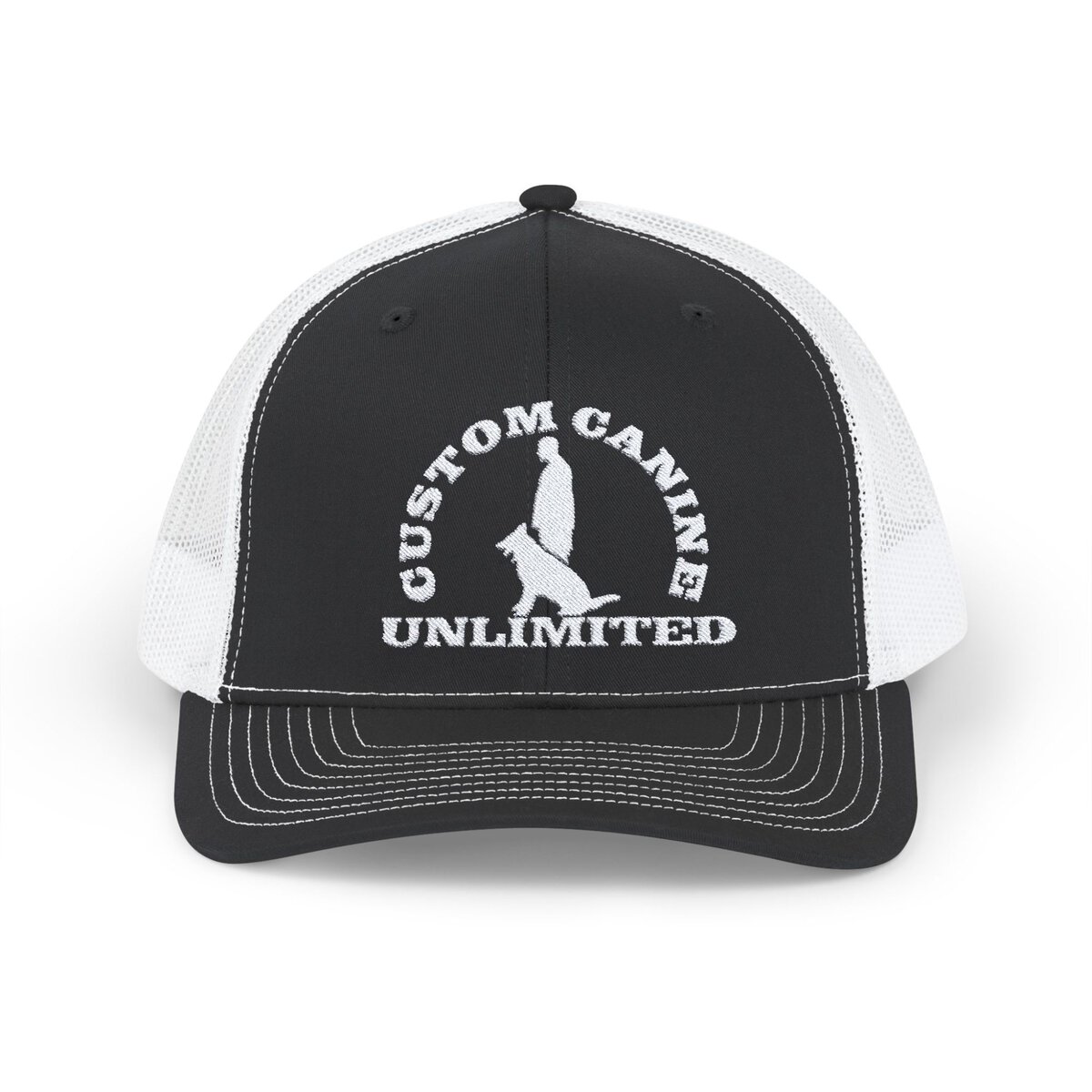 Snapback Trucker Cap with Vintage White Custom Canine Unlimited Logo - Image 5
