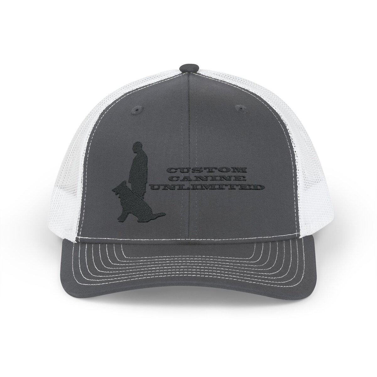Snapback Trucker Cap with Black Custom Canine Unlimited Logo with Words - Image 9