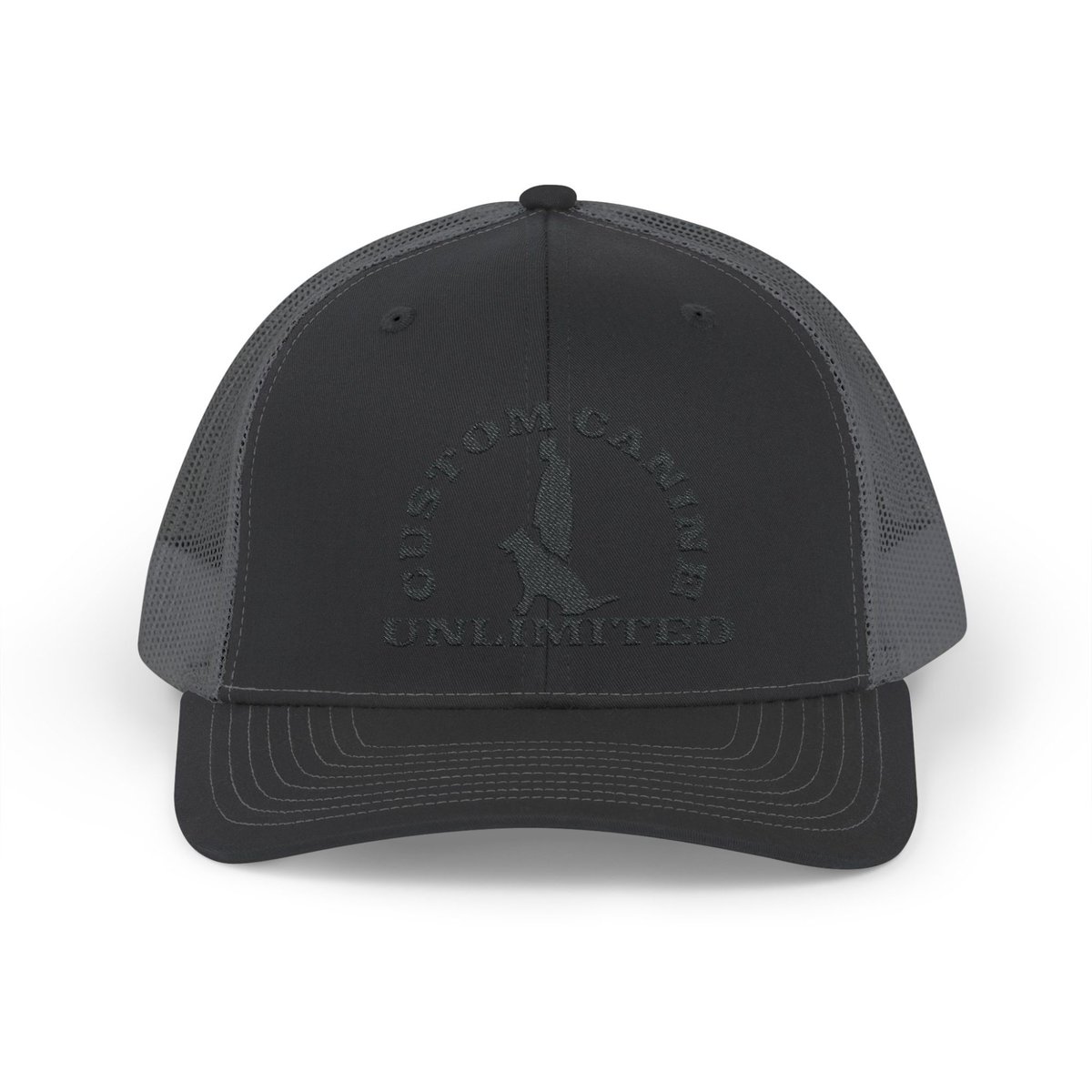 Snapback Trucker Cap with Vintage Black Custom Canine Unlimited Logo - Image 17
