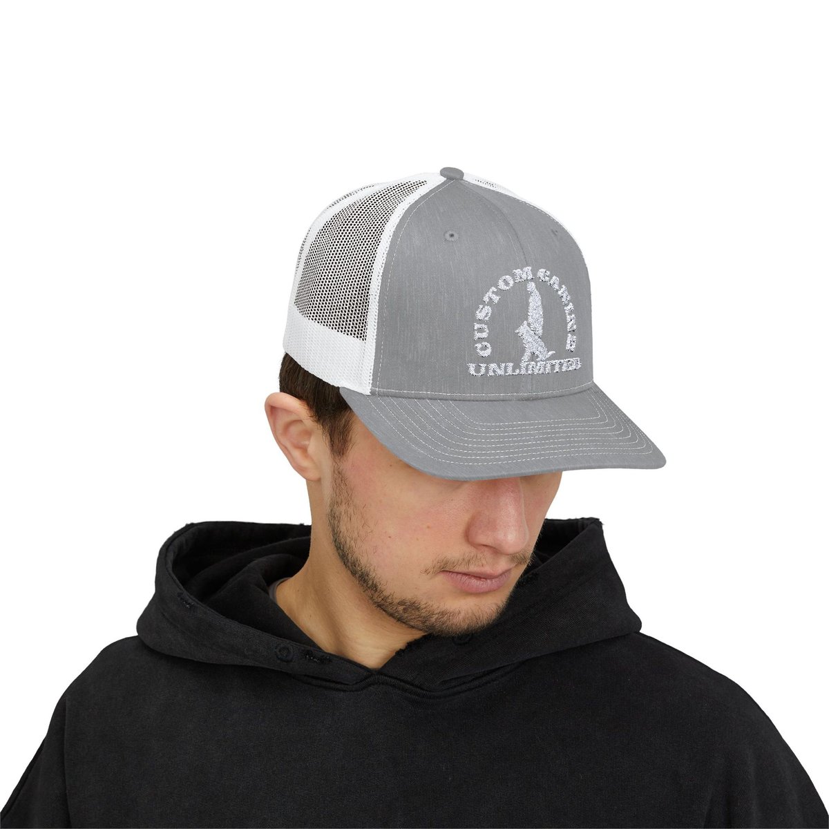 Snapback Trucker Cap with Vintage White Custom Canine Unlimited Logo - Image 11