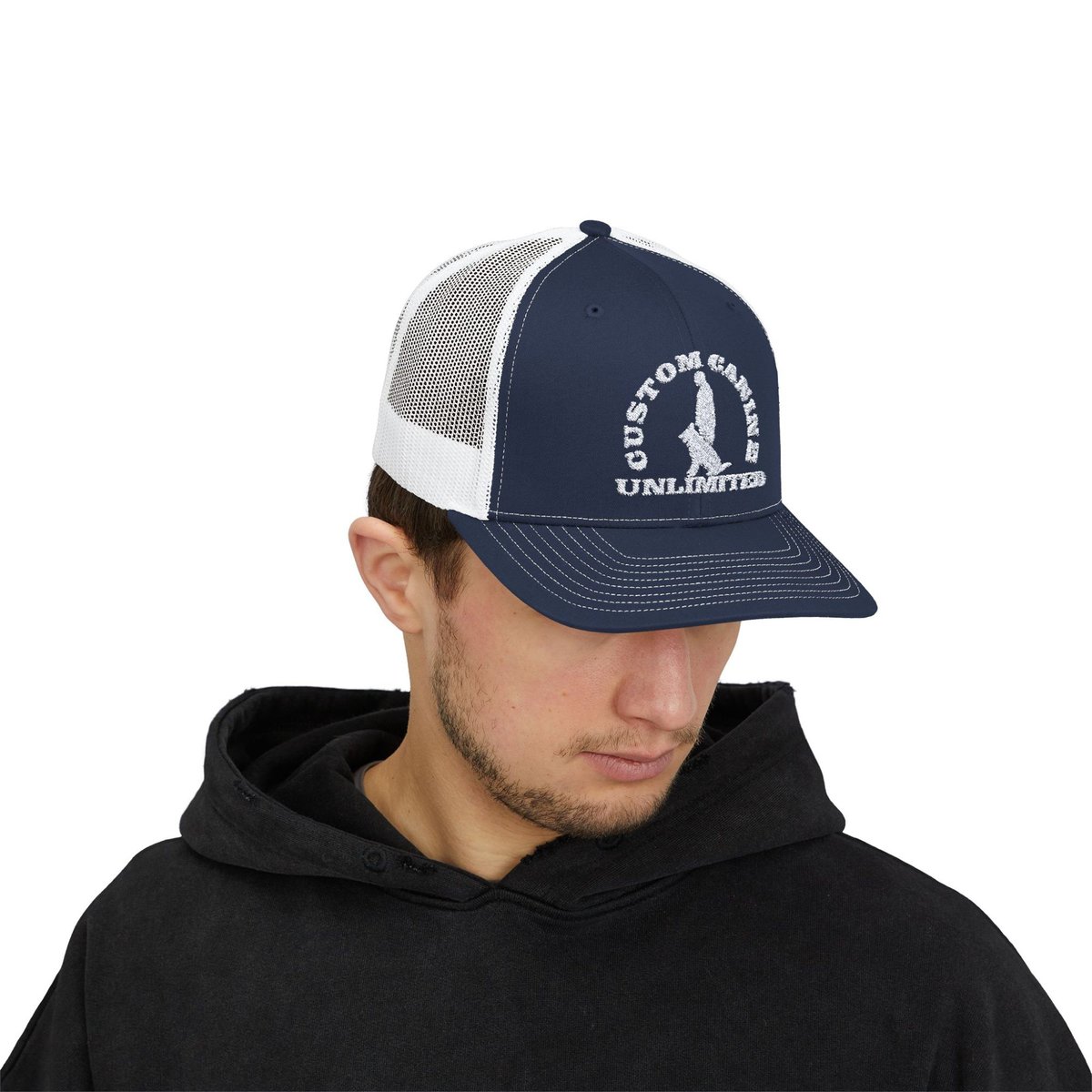 Snapback Trucker Cap with Vintage White Custom Canine Unlimited Logo - Image 39