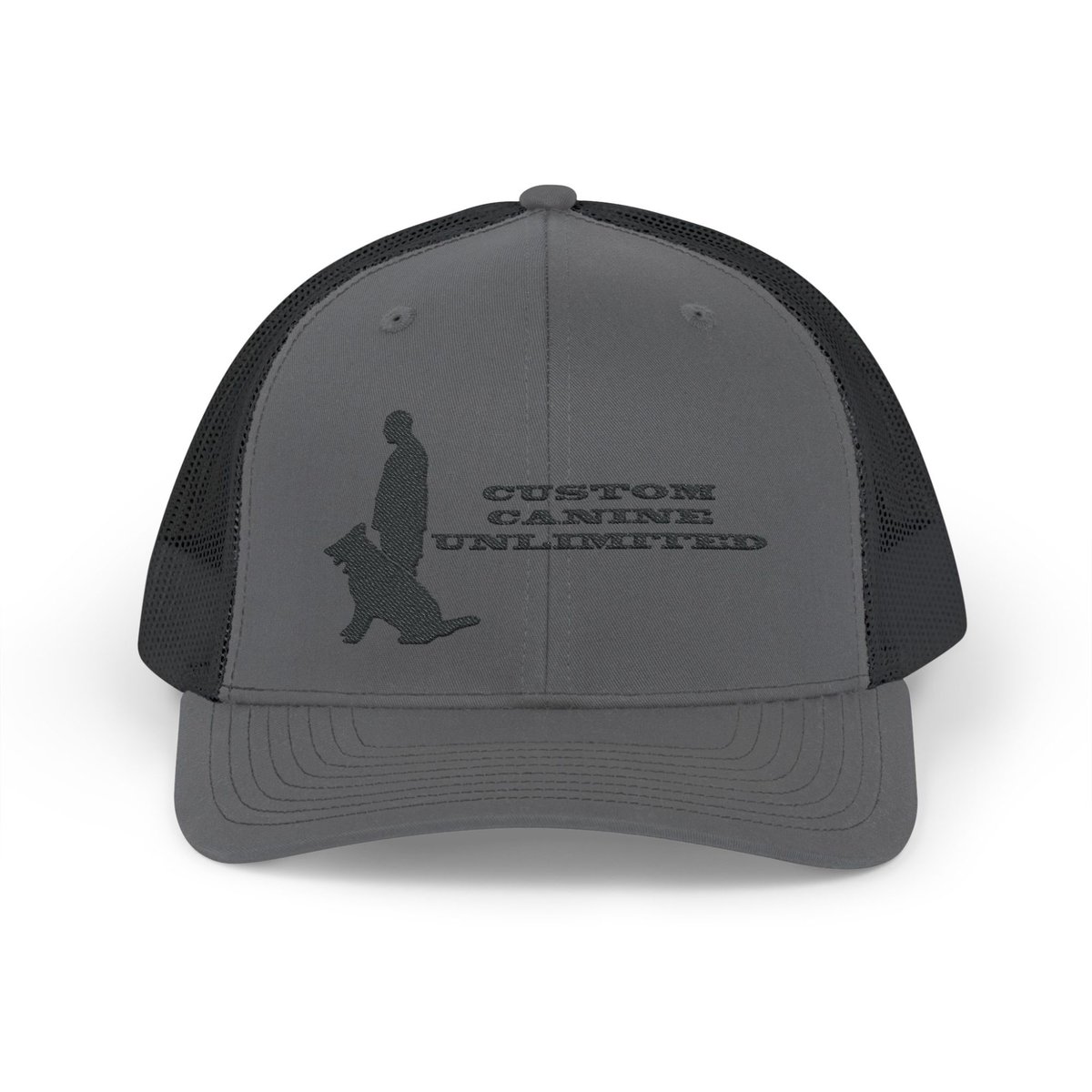 Snapback Trucker Cap with Black Custom Canine Unlimited Logo with Words - Image 25