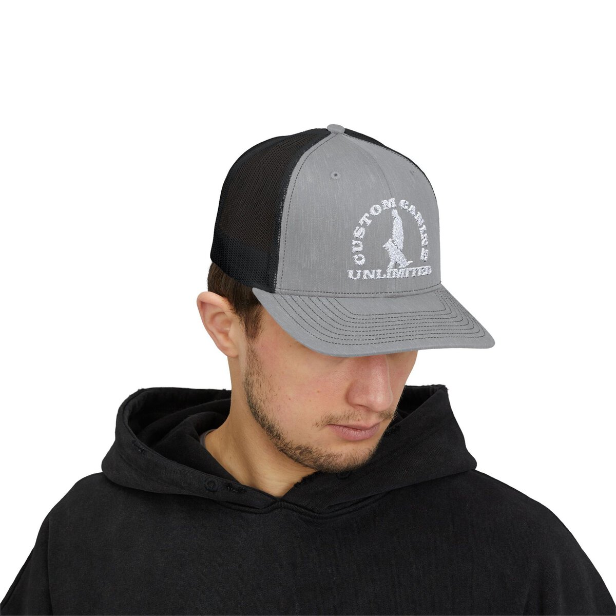 Snapback Trucker Cap with Vintage White Custom Canine Unlimited Logo - Image 31