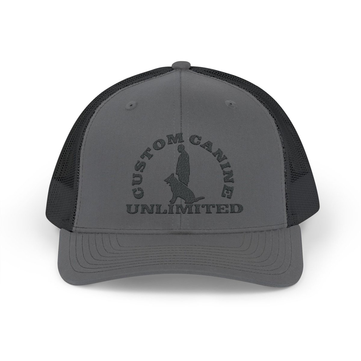 Snapback Trucker Cap with Vintage Black Custom Canine Unlimited Logo - Image 21
