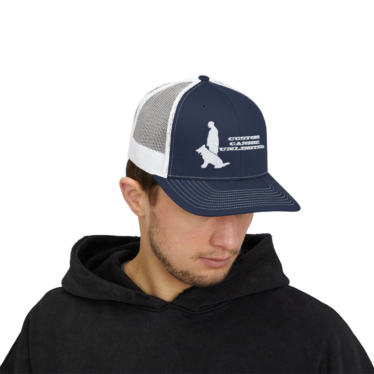 Trucker Cap with White Custom Canine Unlimited Logo with Name - Image 39