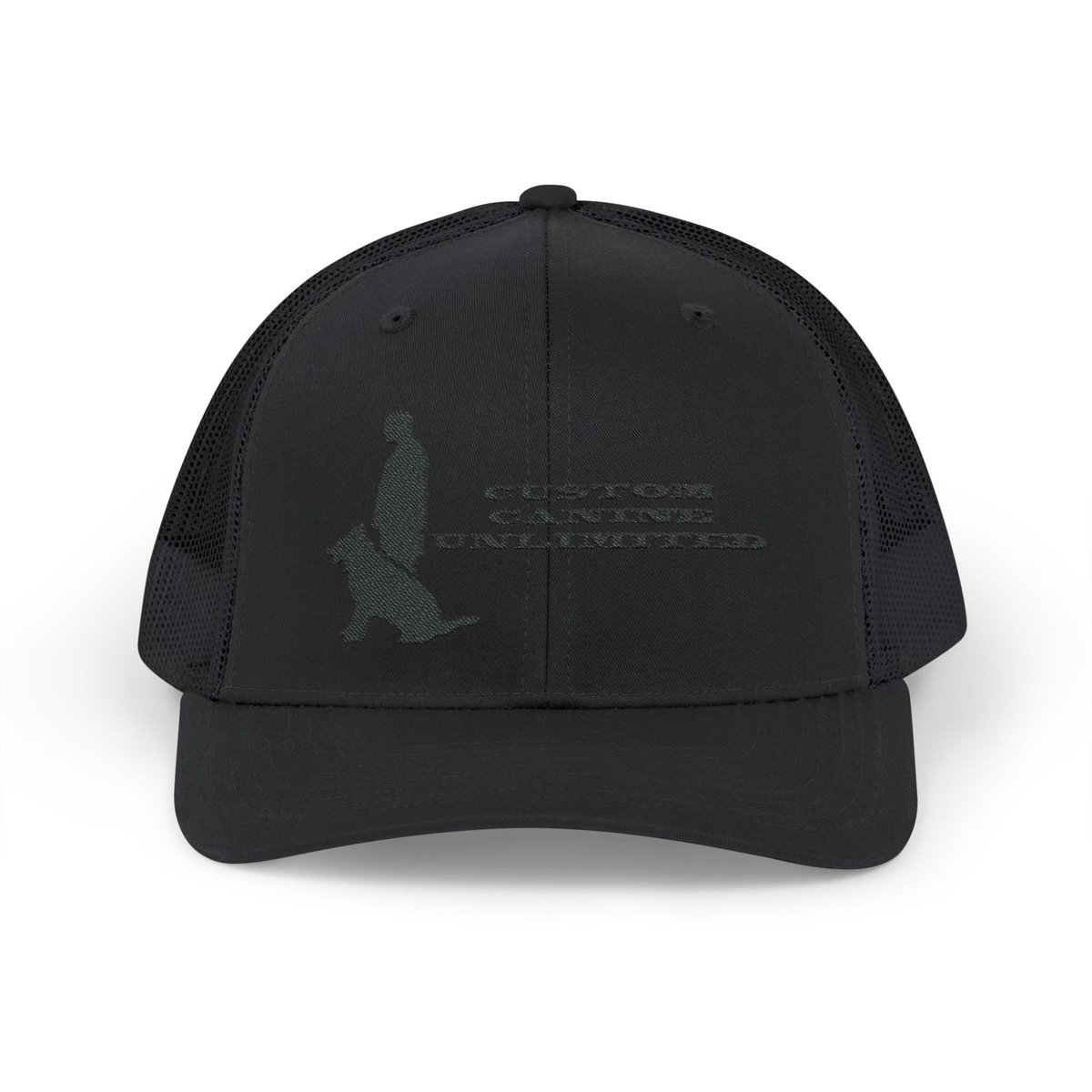 Snapback Trucker Cap with Black Custom Canine Unlimited Logo with Words - Image 13