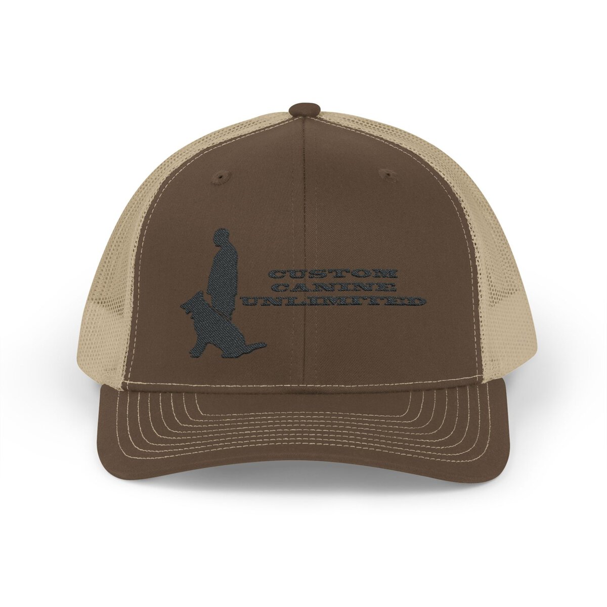 Snapback Trucker Cap with Black Custom Canine Unlimited Logo with Words - Image 2