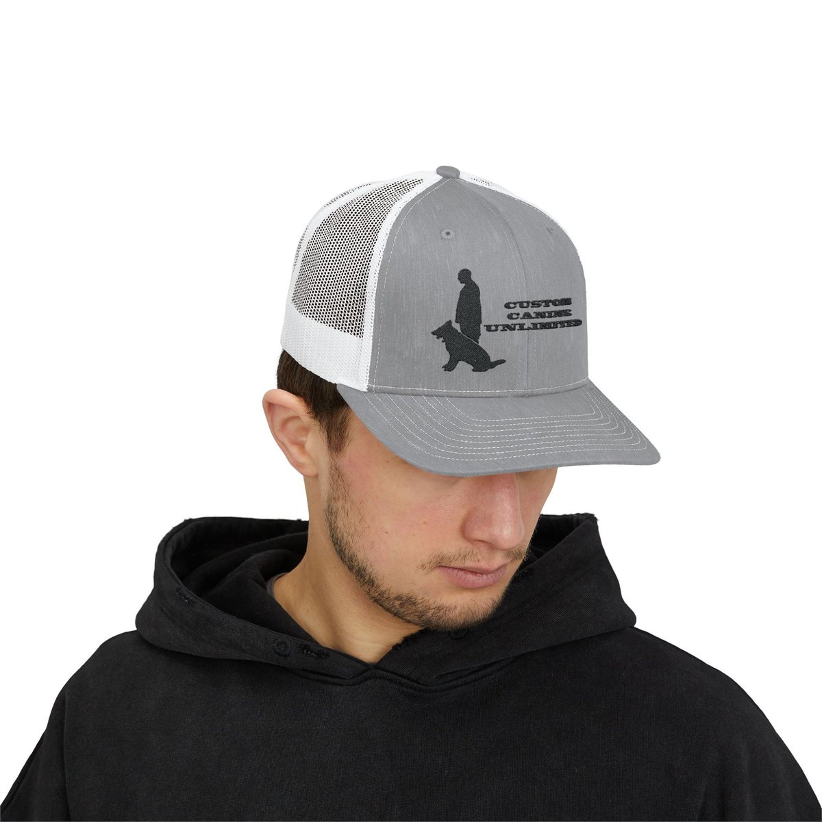 Snapback Trucker Cap with Black Custom Canine Unlimited Logo with Words - Image 7
