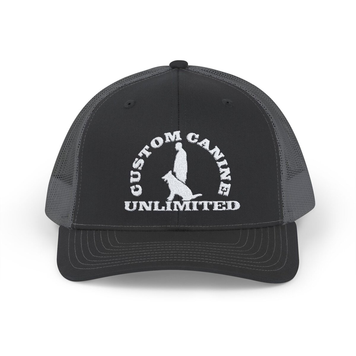 Snapback Trucker Cap with Vintage White Custom Canine Unlimited Logo - Image 21