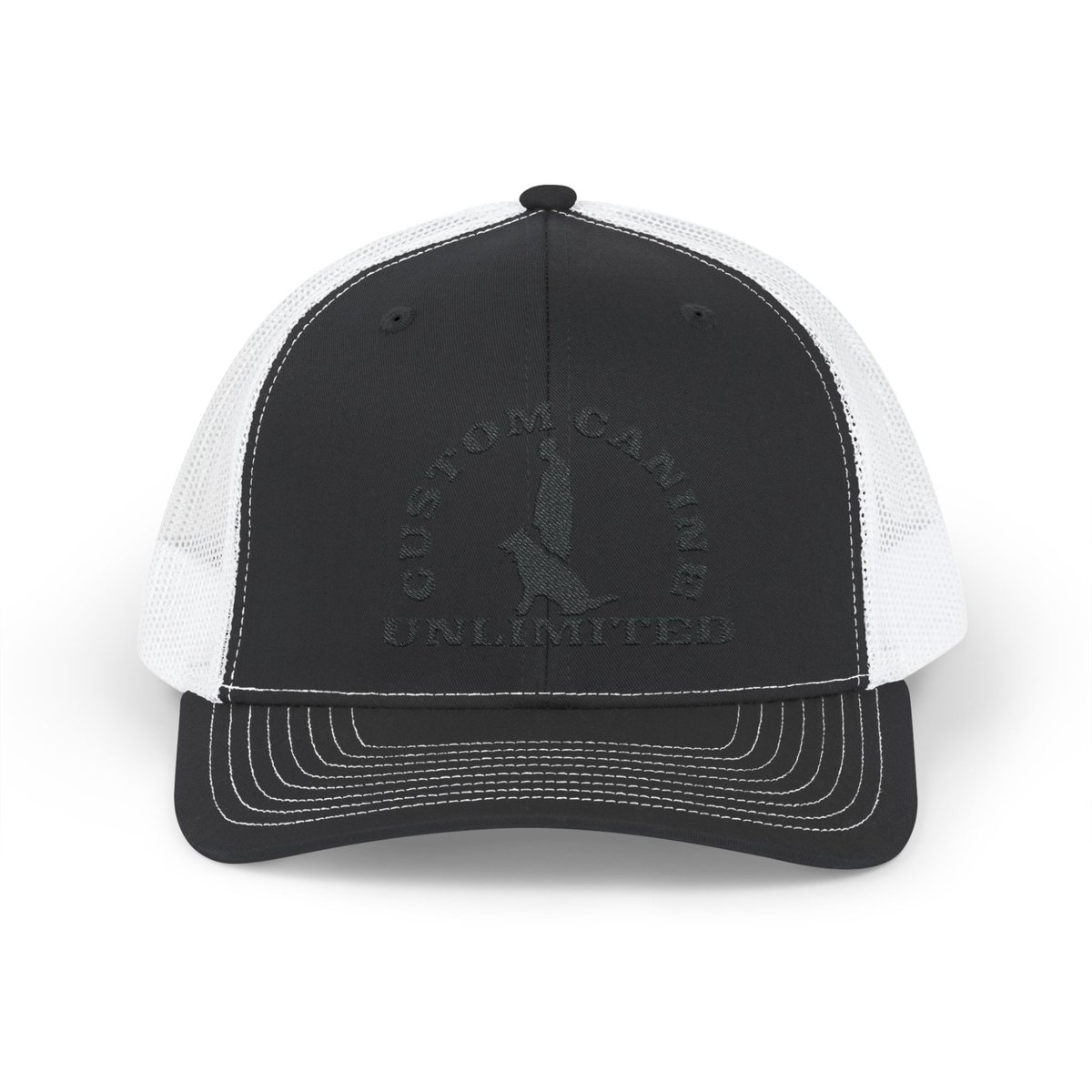 Snapback Trucker Cap with Vintage Black Custom Canine Unlimited Logo