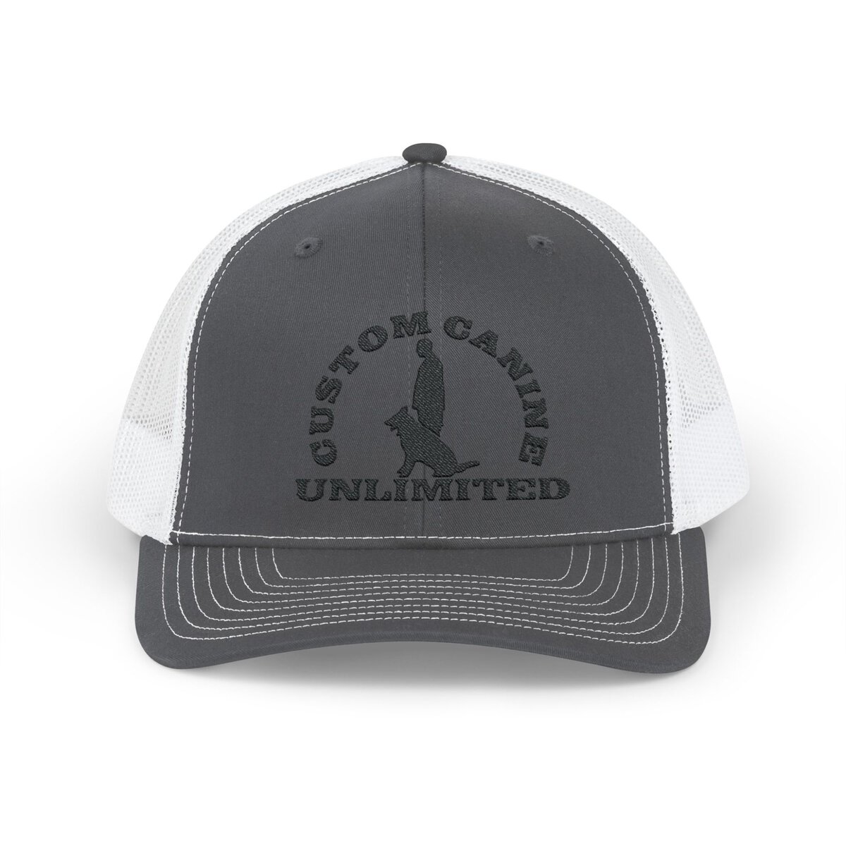 Snapback Trucker Cap with Vintage Black Custom Canine Unlimited Logo - Image 9