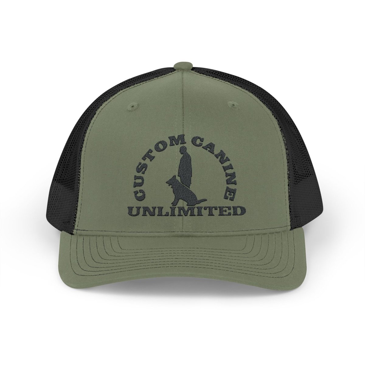 Snapback Trucker Cap with Vintage Black Custom Canine Unlimited Logo - Image 29