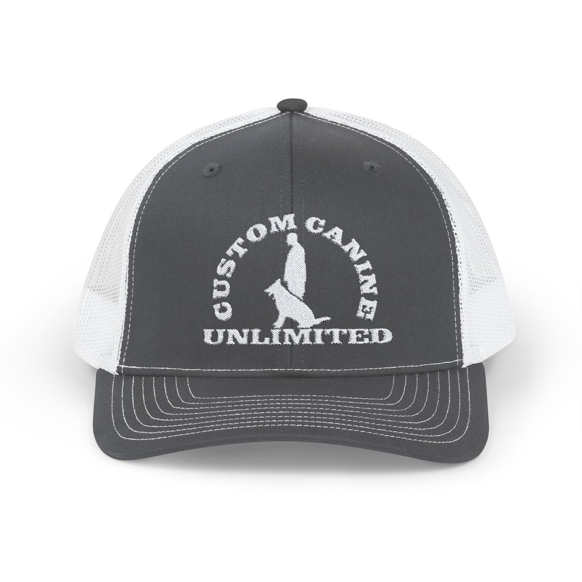 Snapback Trucker Cap with Vintage White Custom Canine Unlimited Logo - Image 13