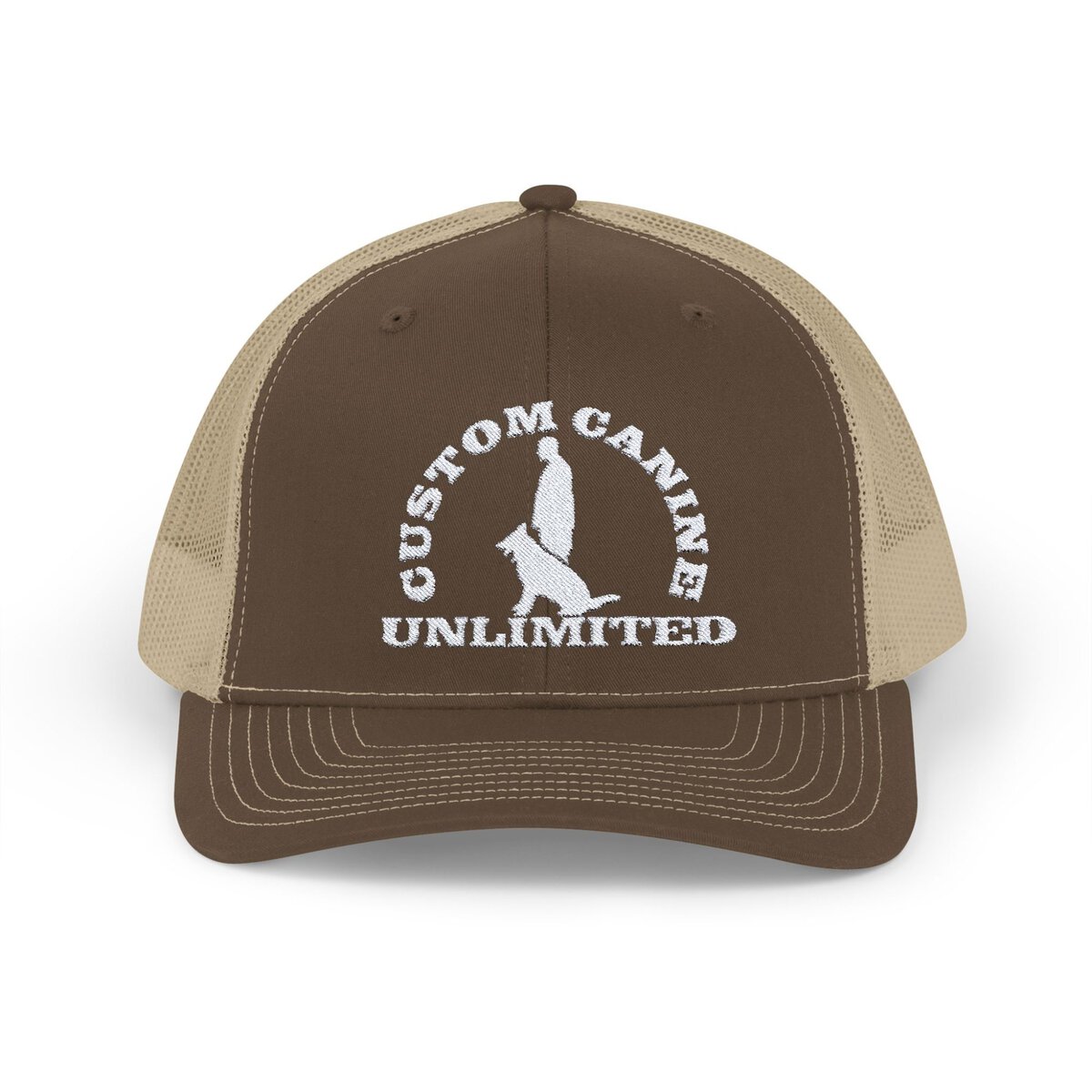 Snapback Trucker Cap with Vintage White Custom Canine Unlimited Logo - Image 2