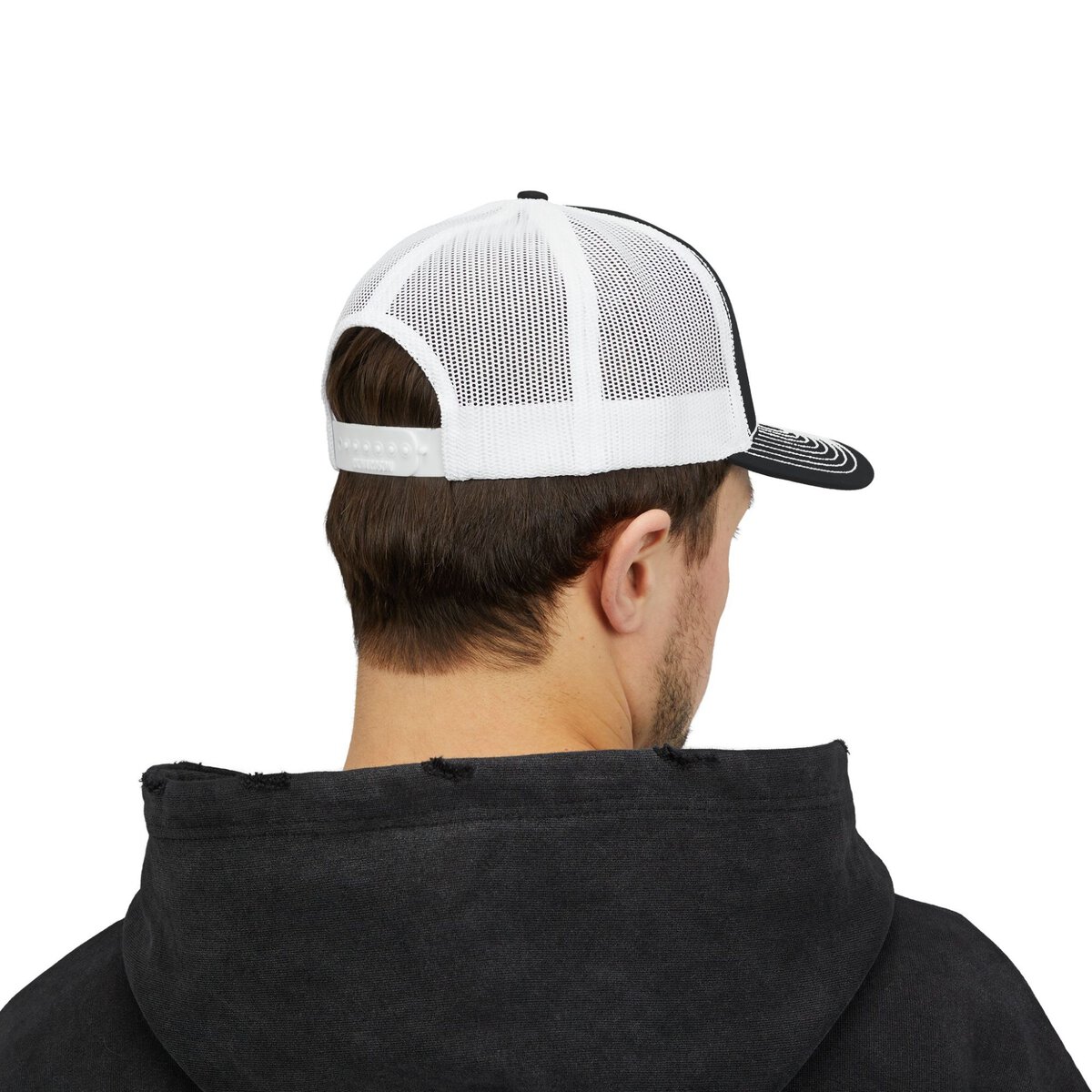 Trucker Cap with White Custom Canine Unlimited Logo on Black Globe with Name - Image 12