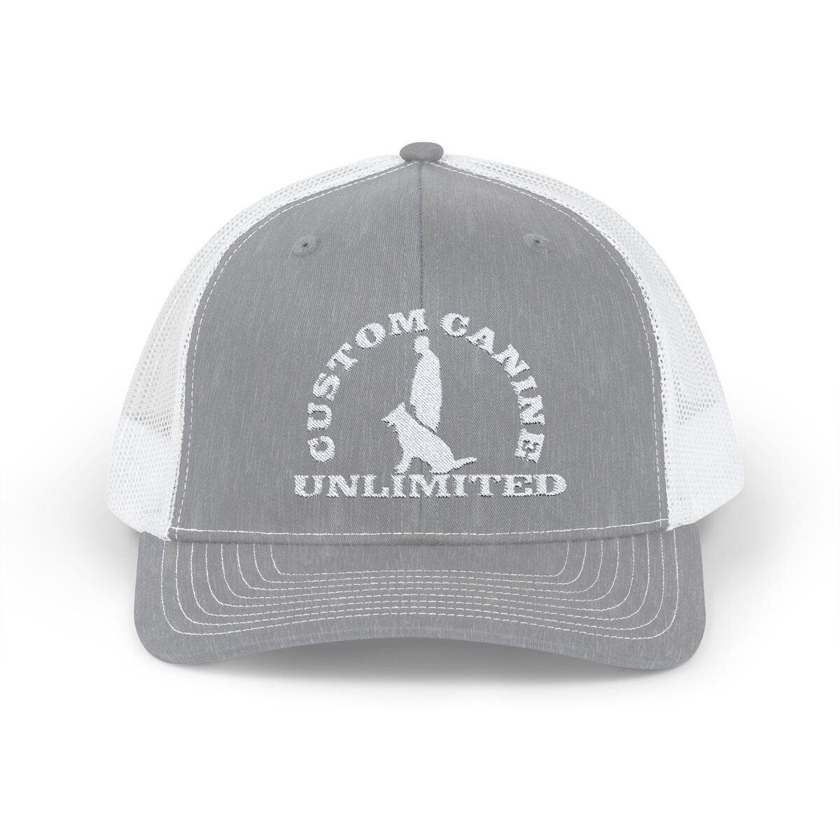 Snapback Trucker Cap with Vintage White Custom Canine Unlimited Logo - Image 9