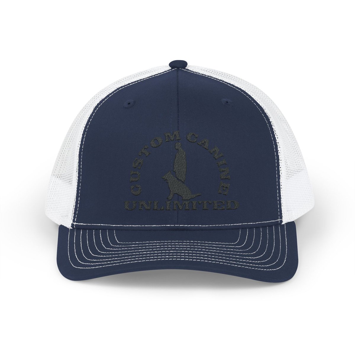Snapback Trucker Cap with Vintage Black Custom Canine Unlimited Logo - Image 37