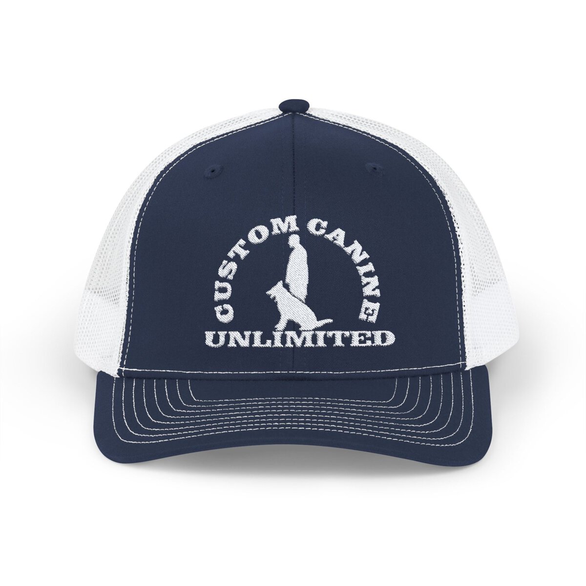 Snapback Trucker Cap with Vintage White Custom Canine Unlimited Logo - Image 37