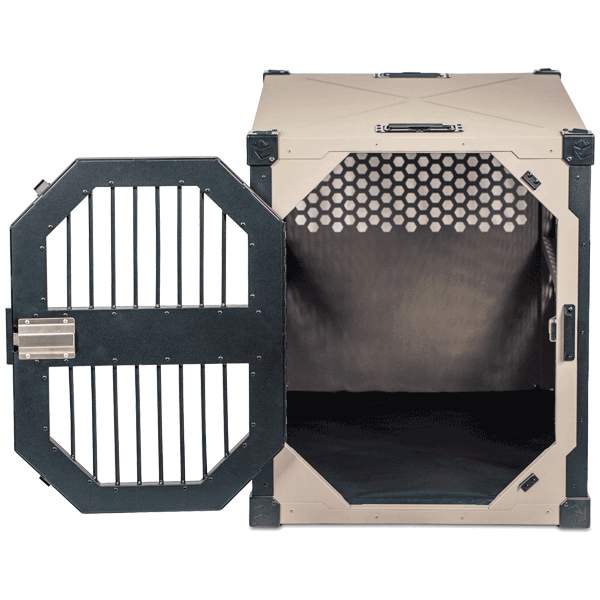 Rock Creek Crates Primo Comfort Pad Inside Crate with Crate Door Open
