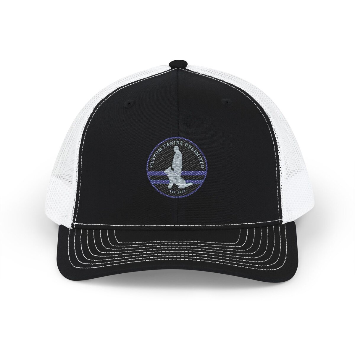 Custom Canine Unlimited Trucker Hat – Thin Blue Line K9 Logo | Premium Mesh Back Cap