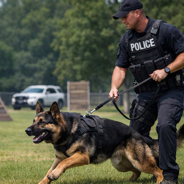 Custom police working dog harness, tactical police dog equipment.