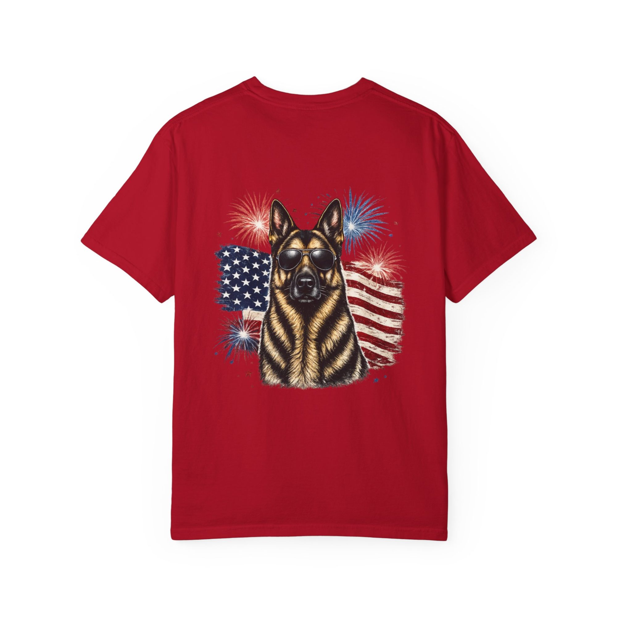 Patriotic German Shepherd T-Shirt — American Flag & Fireworks Design - Image 38