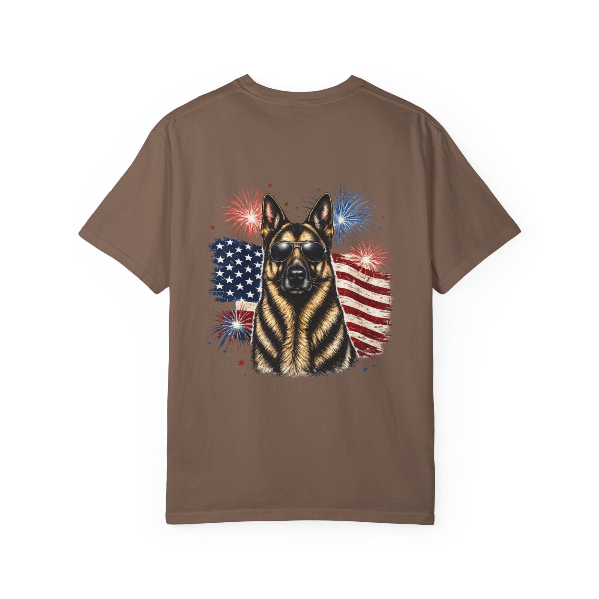 Patriotic German Shepherd T-Shirt — American Flag & Fireworks Design - Image 6