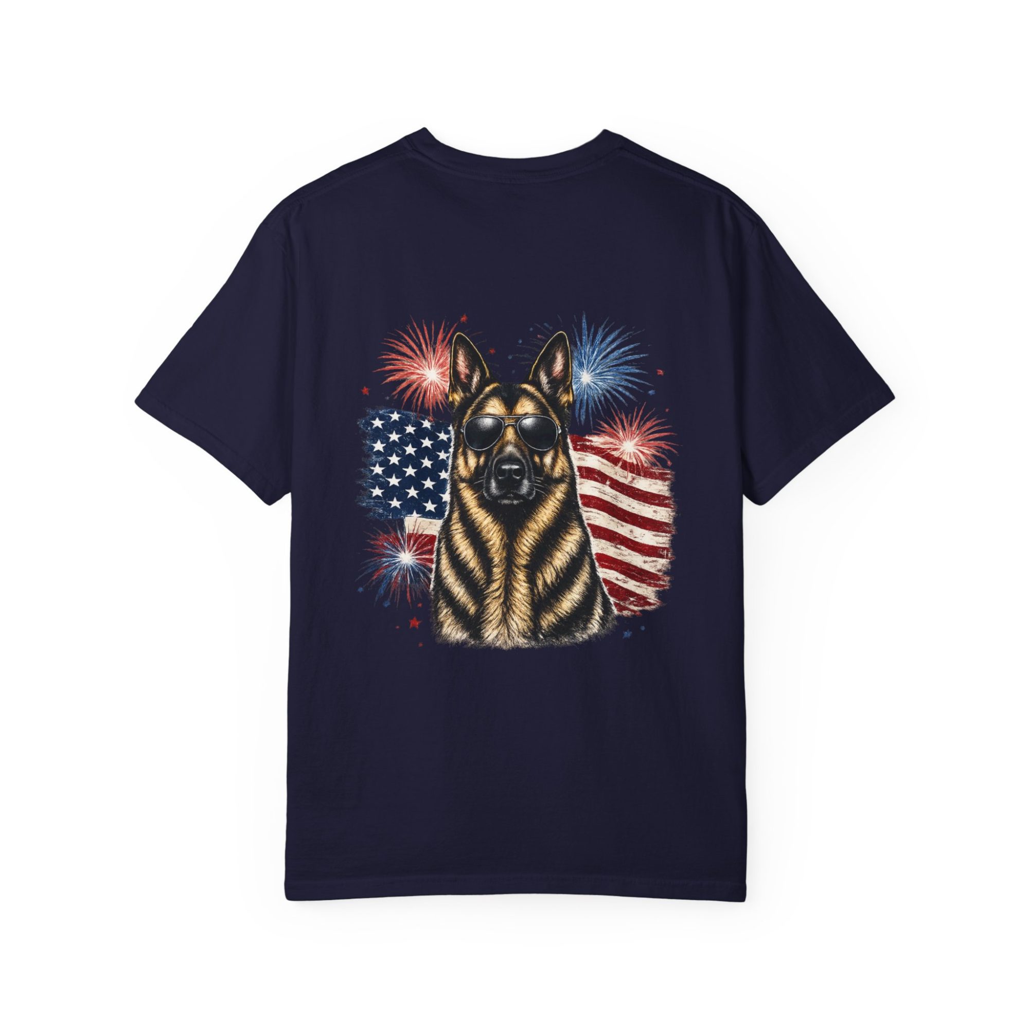 Patriotic German Shepherd T-Shirt — American Flag & Fireworks Design - Image 18