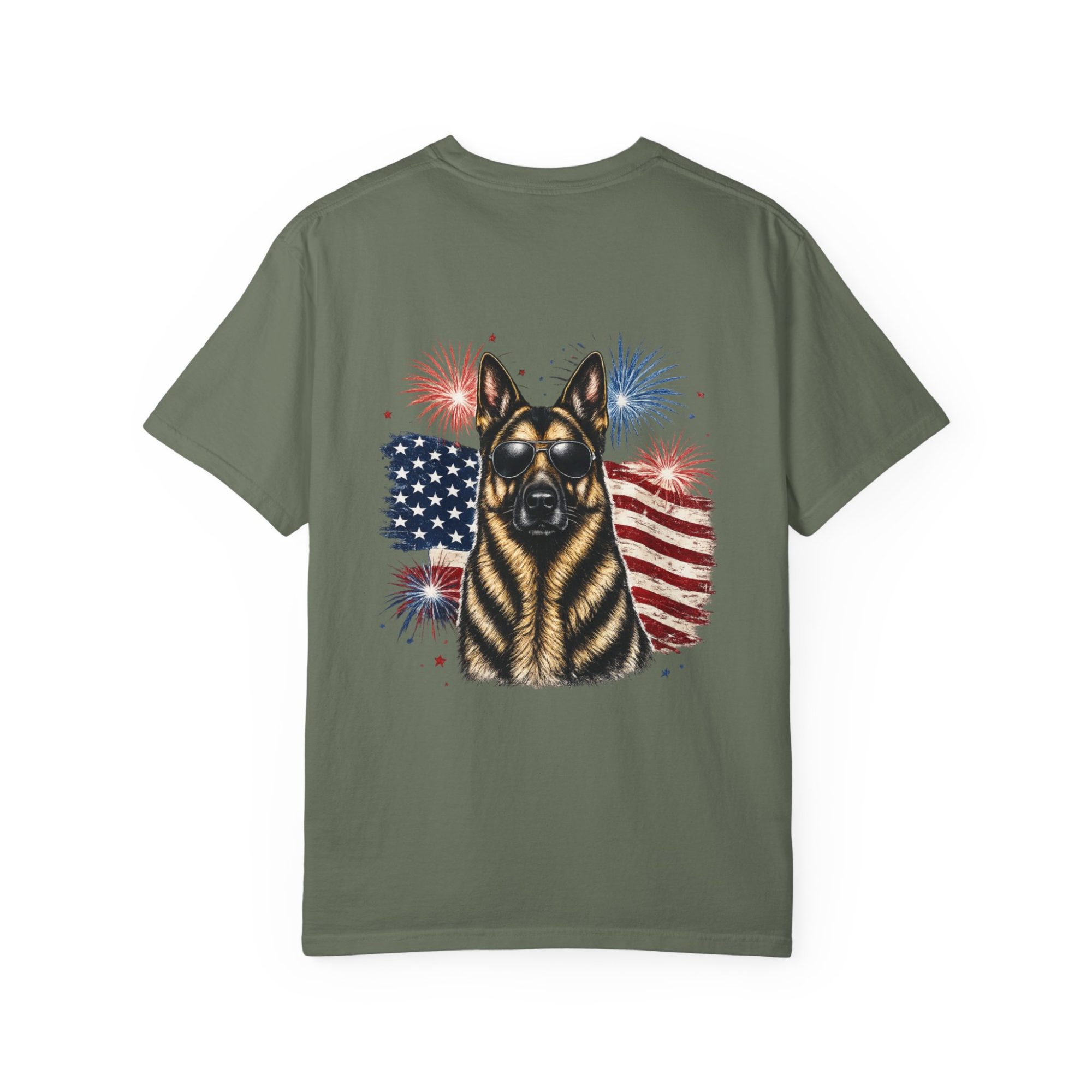 Patriotic German Shepherd T-Shirt — American Flag & Fireworks Design - Image 14