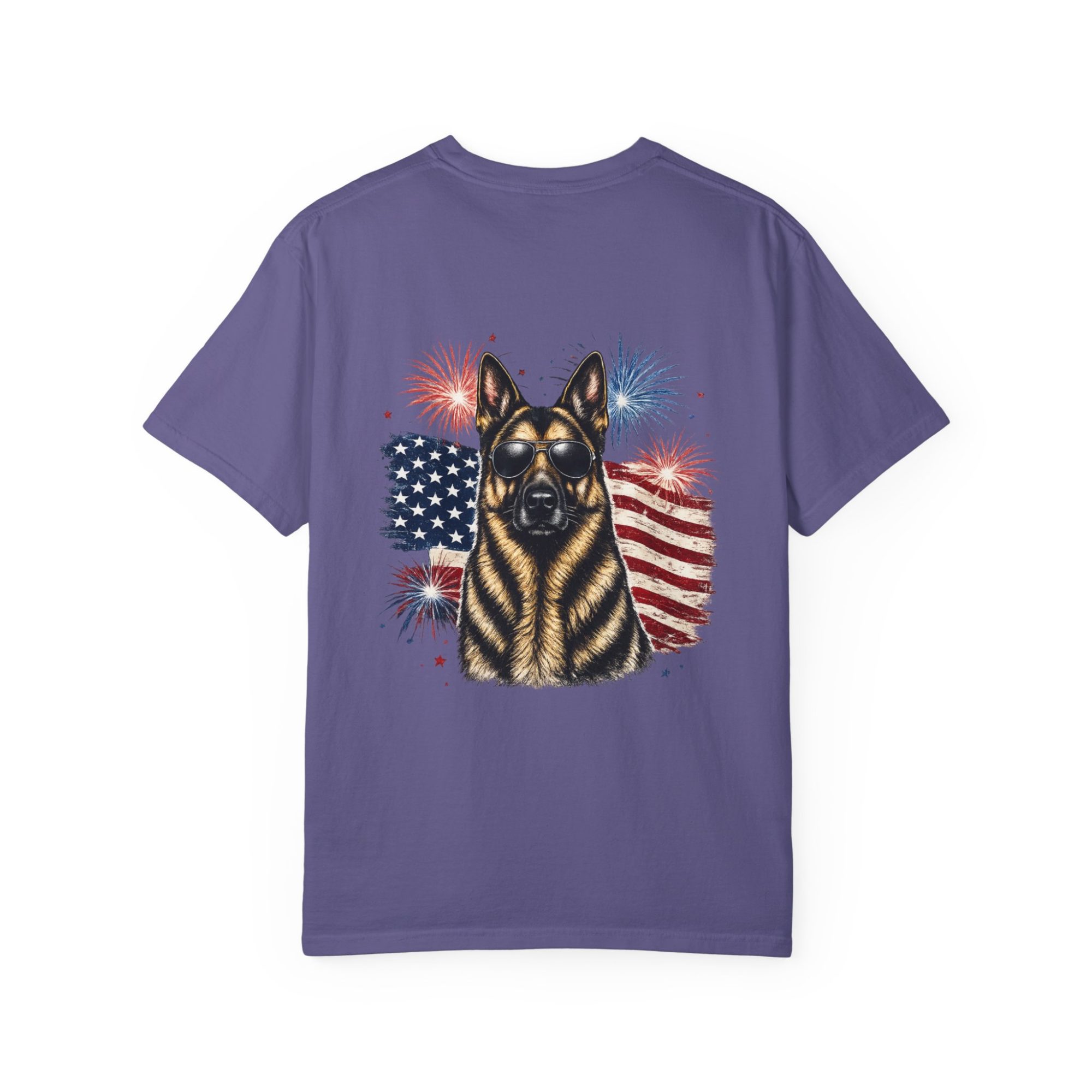 Patriotic German Shepherd T-Shirt — American Flag & Fireworks Design - Image 30