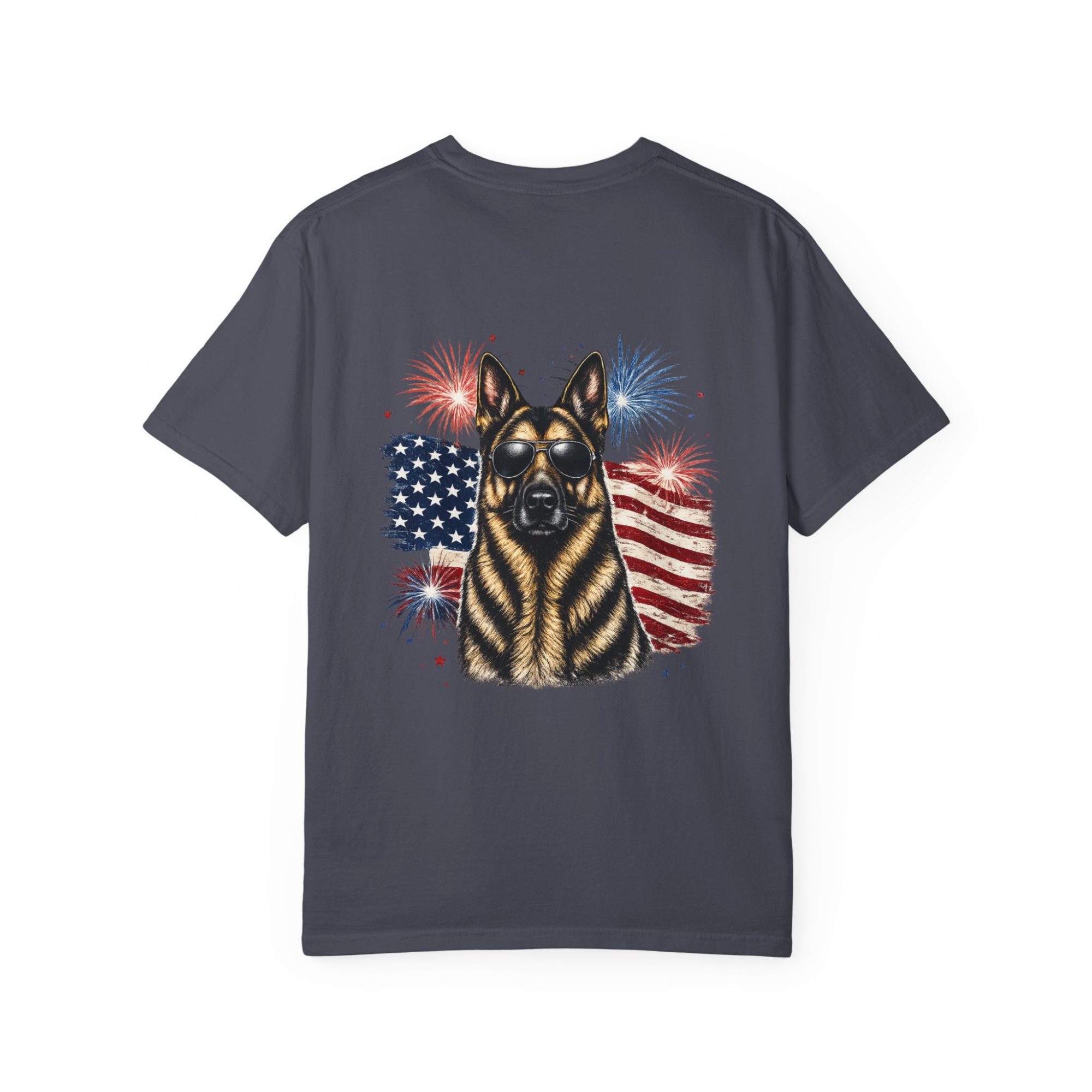 Patriotic German Shepherd T-Shirt — American Flag & Fireworks Design - Image 26