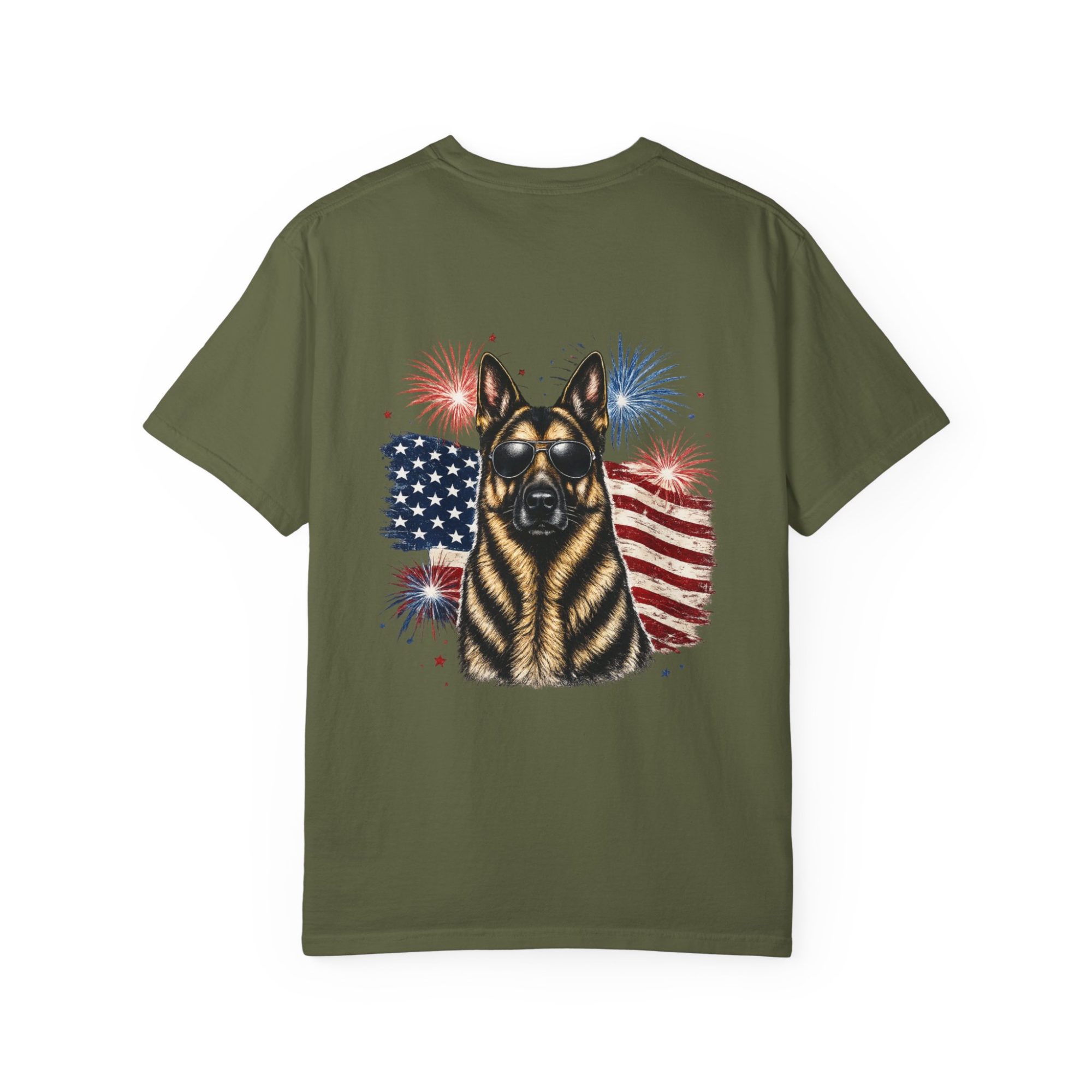 Patriotic German Shepherd T-Shirt — American Flag & Fireworks Design - Image 10