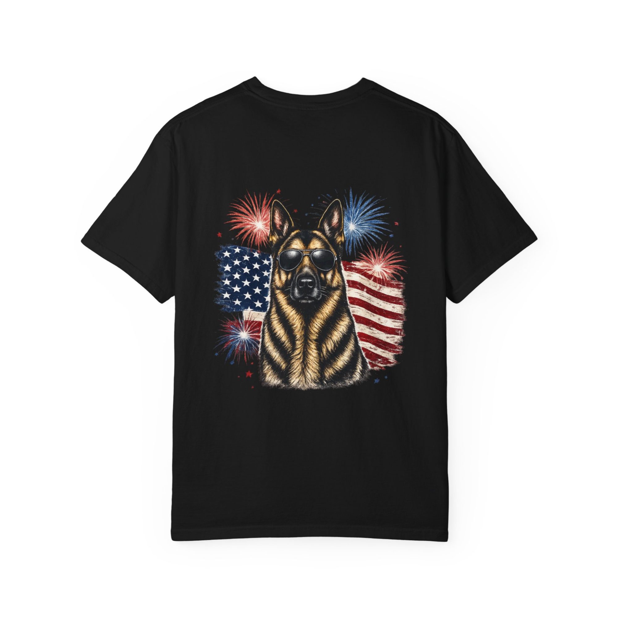 Patriotic German Shepherd T-Shirt — American Flag & Fireworks Design - Image 22